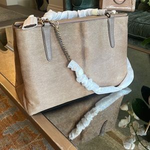 Coach Borough Calf Hair. Large. 14x9.5x6 Beautiful brown Smokey color. NWT